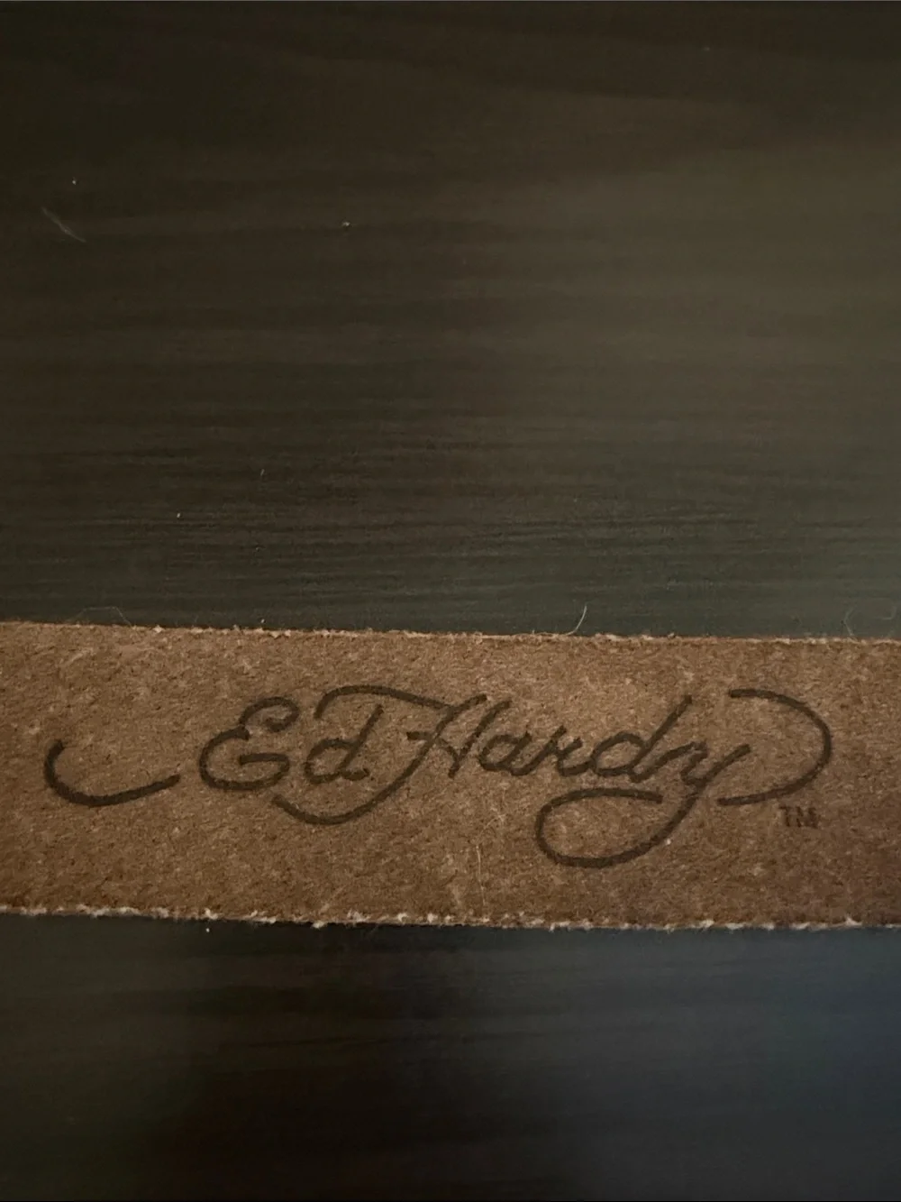 Vintage 2000’s Ed Hardy Cream and Brown Script Star Belt